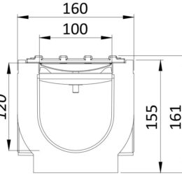 Kit rigola PP BASE LN100 Hext.155 gratar FONTA clasica C250 1000x160x155