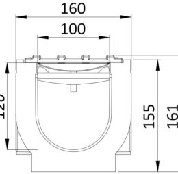 Kit rigola PP BASE LN100 Hext.155 gratar FONTA clasica C250 1000x160x155