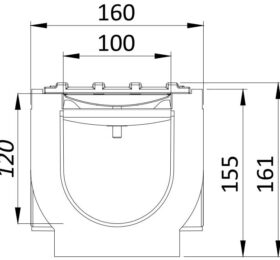 Kit rigola PP BASE LN100 Hext.155 gratar FONTA clasica C250 1000x160x155